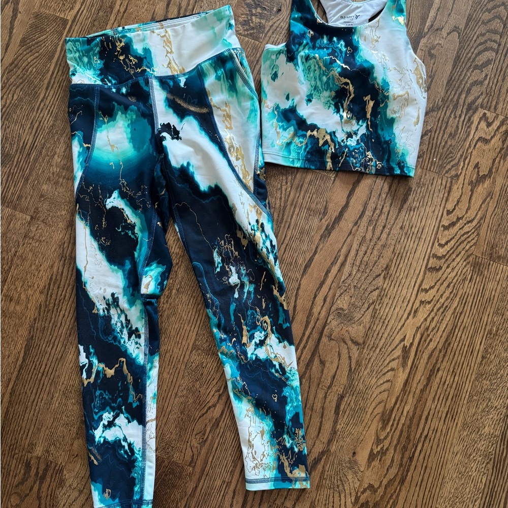 Old Navy Blue and Black Leggings Athletic Bottoms